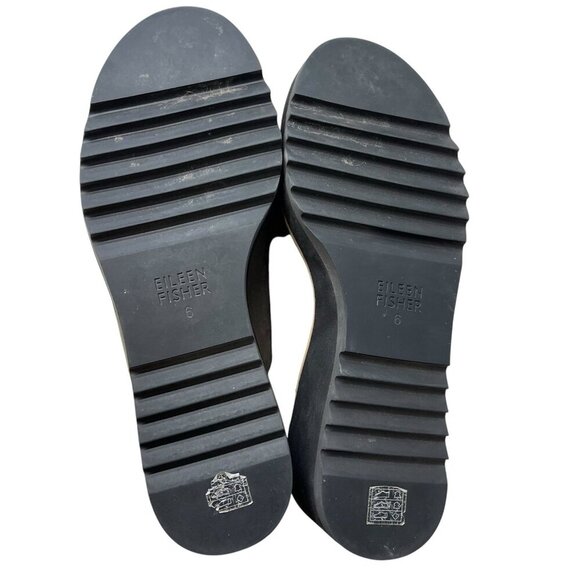 Eileen Fisher Loti Leather Clog Shoes Mules Slip On Wedge Women’s Size 6 - Picture 4 of 8